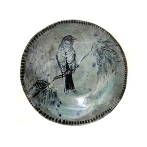 Bird on a Branch Hand-made Ceramic Bowl (l)