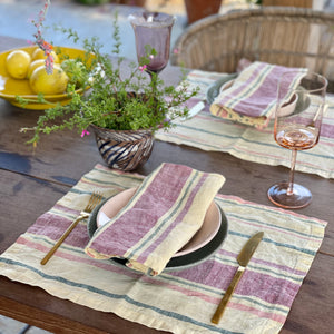 Sunset Stripe Washed Linen Placemat
