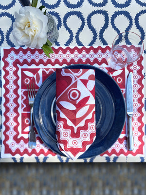 Onde Red Linen Placemat