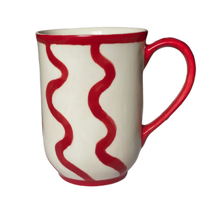 Handmade Ceramic Red Scallop Mug