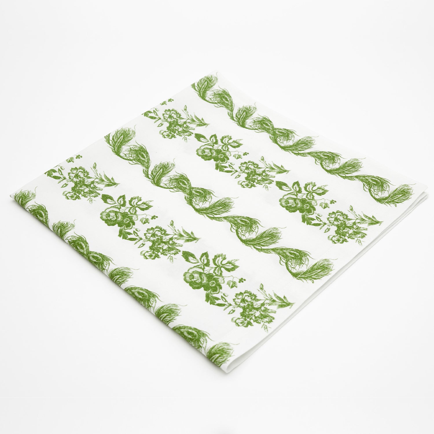 Feathers & Flowers Green Cotton Napkin