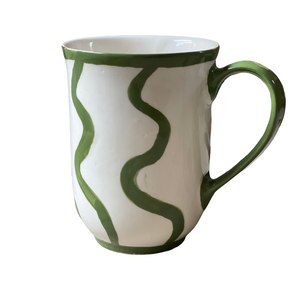 Handmade Green Scallop Ceramic Mug