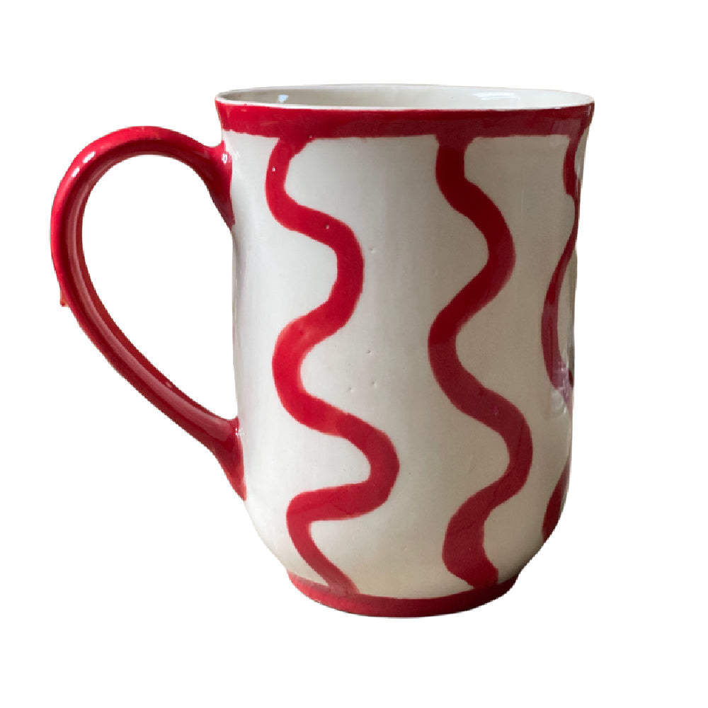 Handmade Ceramic Red Scallop Mug