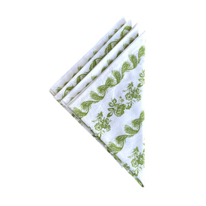 Feathers & Flowers Green Cotton Napkin