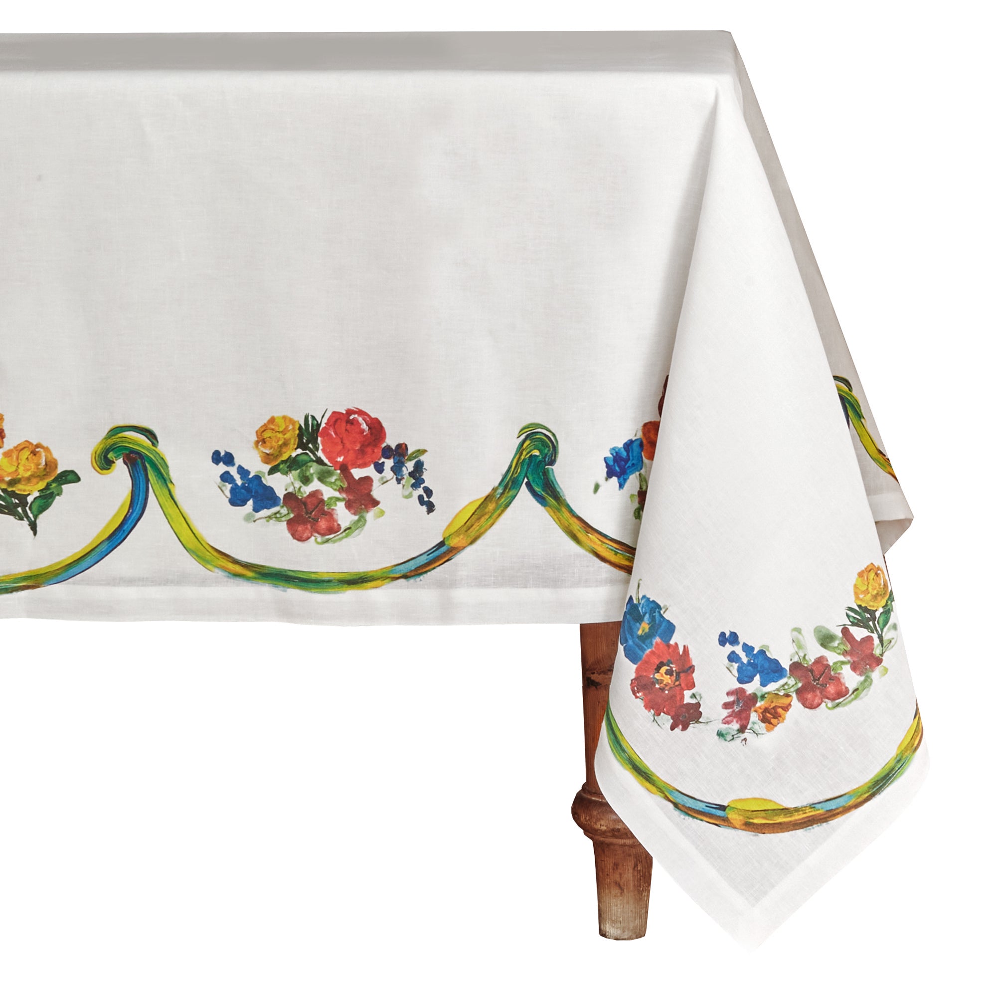Winter Rose Linen Tablecloth